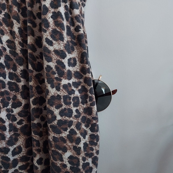 Zenana Leopard Wide Leg Jumpsuit Plus in Brown - Picture 4 of 7